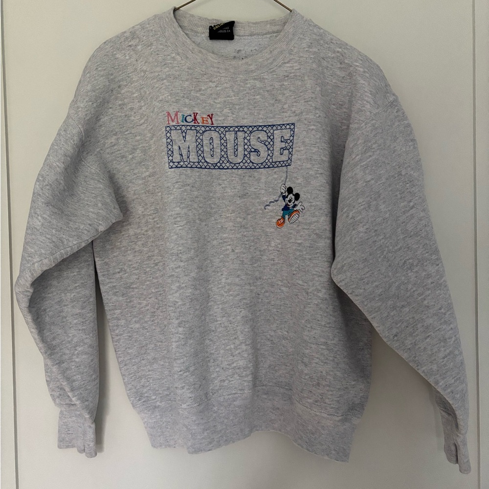Vintage 90s Mickey Mouse Grey Graphic Crewneck Sweatshirt
